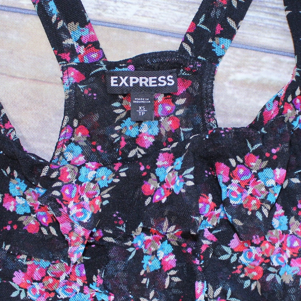 Express Floral Print Layered Racerback Tank Top - Picture 3 of 3